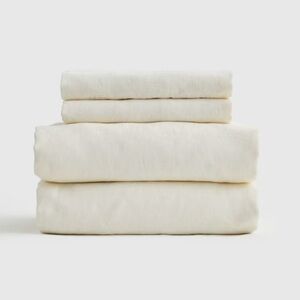 NWOT QUINCE Organic Brushed Cotton Sheet Set Twin Ivory 5113